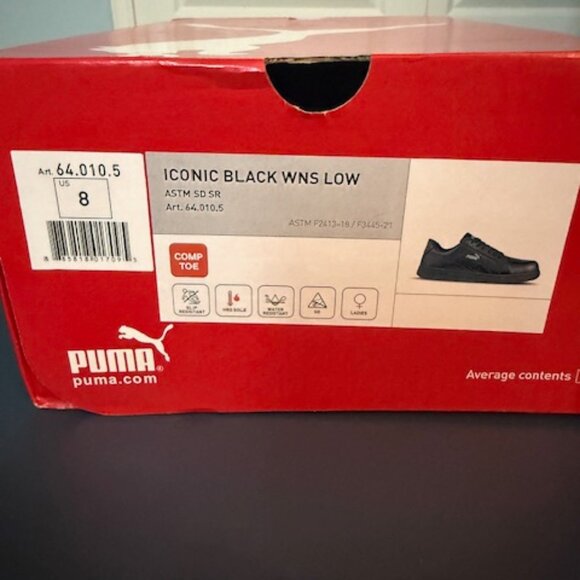 Puma Iconic Low Women's Safety Shoes - Black Size 8 - Picture 3 of 4
